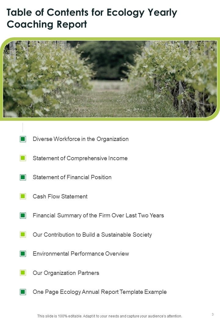 Ecology Yearly Coaching Report One Pager Documents