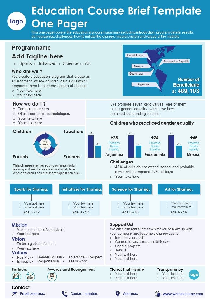 Education Course Brief Template One Pager PDF Document PPT Template Slide01