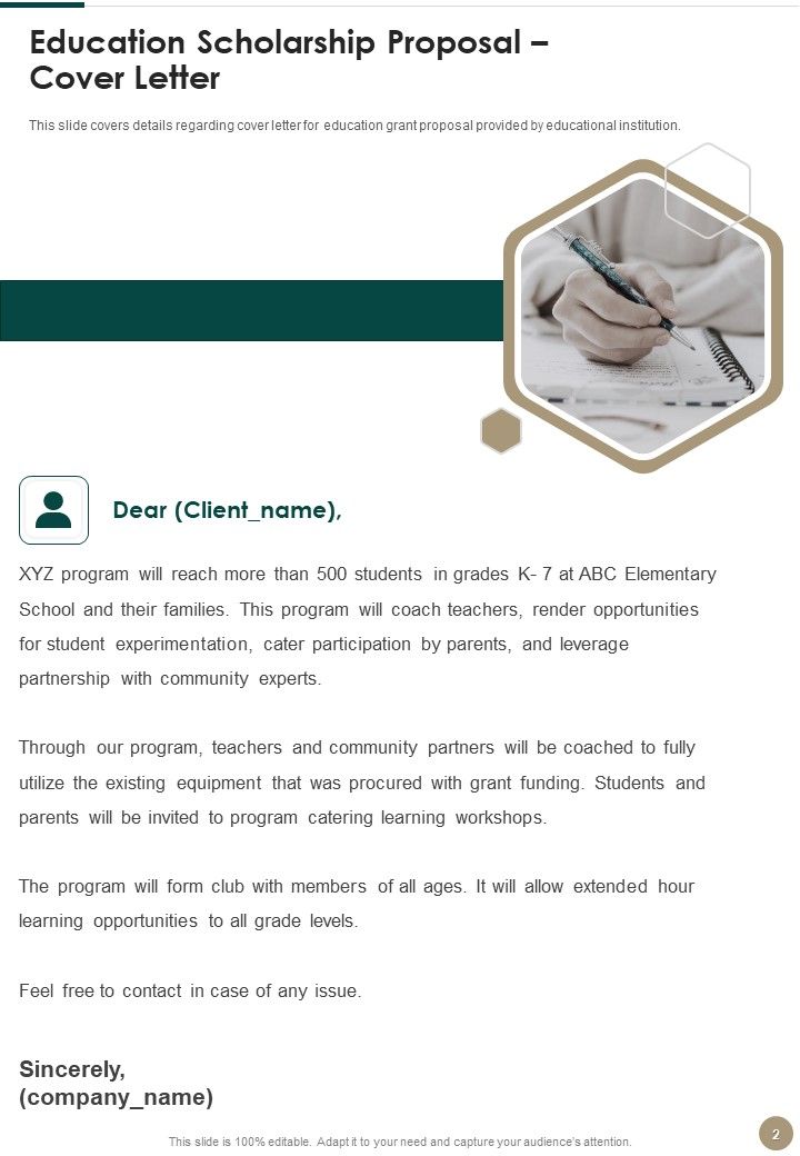 Education Scholarship Proposal Example Document Report Doc Pdf Ppt
