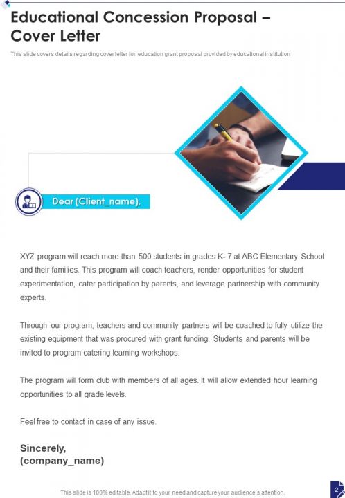 Educational Concession Proposal Example Document Report Doc Pdf Ppt