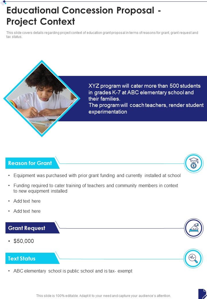 Educational Concession Proposal Project Context One Pager Sample Example Document Slide01