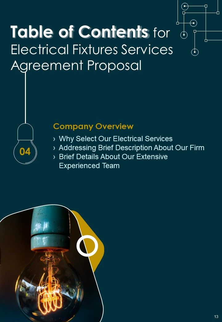 Electrical Fixtures Services Agreement Proposal Example Document Report Doc Pdf Ppt