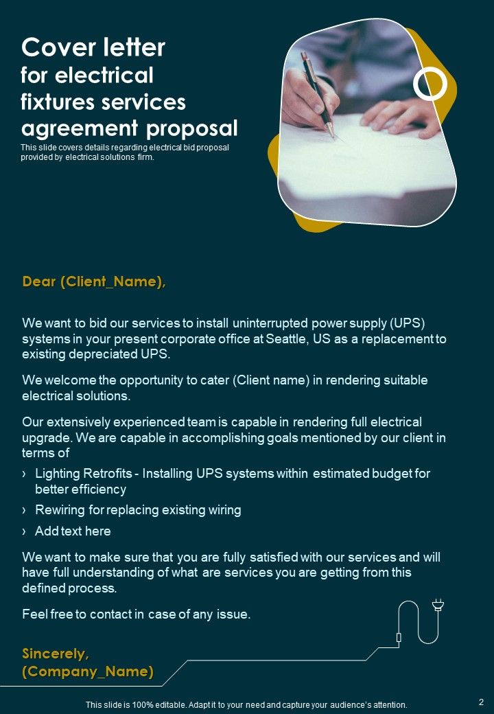 Electrical Fixtures Services Agreement Proposal Example Document Report Doc Pdf Ppt