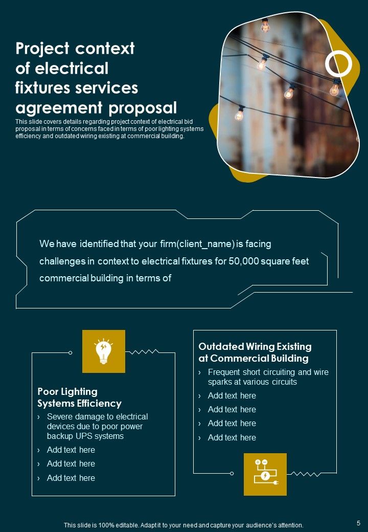 Electrical Fixtures Services Agreement Proposal Example Document Report Doc Pdf Ppt