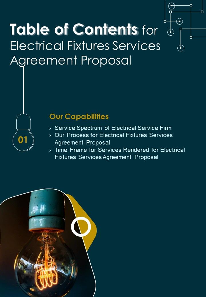 Electrical_Fixtures_Services_Agreement_Proposal_Table_Of_Contents_One_Pager_Sample_Example_Document_Slide_1.jpg