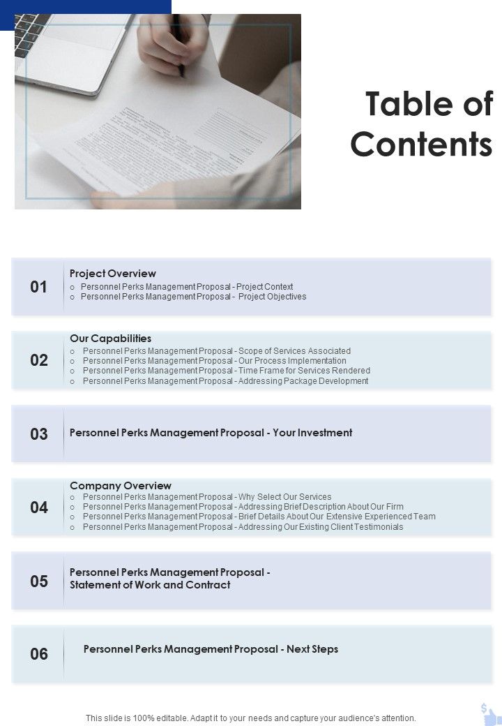 Employee_Benefits_Management_Proposal_Table_Of_Contents_One_Pager_Sample_Example_Document_Slide_1.jpg