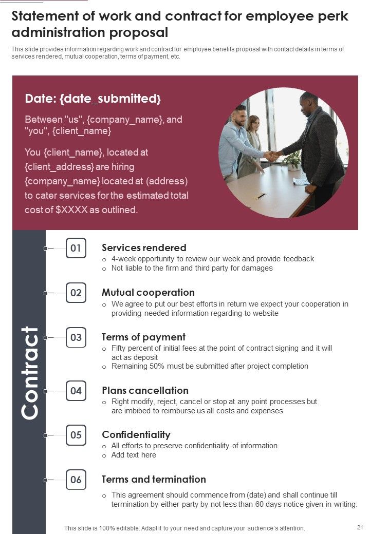Employee Perk Administration Proposal Example Document Report Doc Pdf Ppt