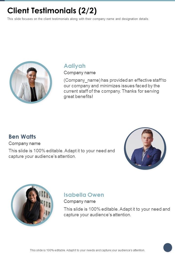 Employees Augmentation Services Proposal Client Testimonials One Pager Sample Example Document