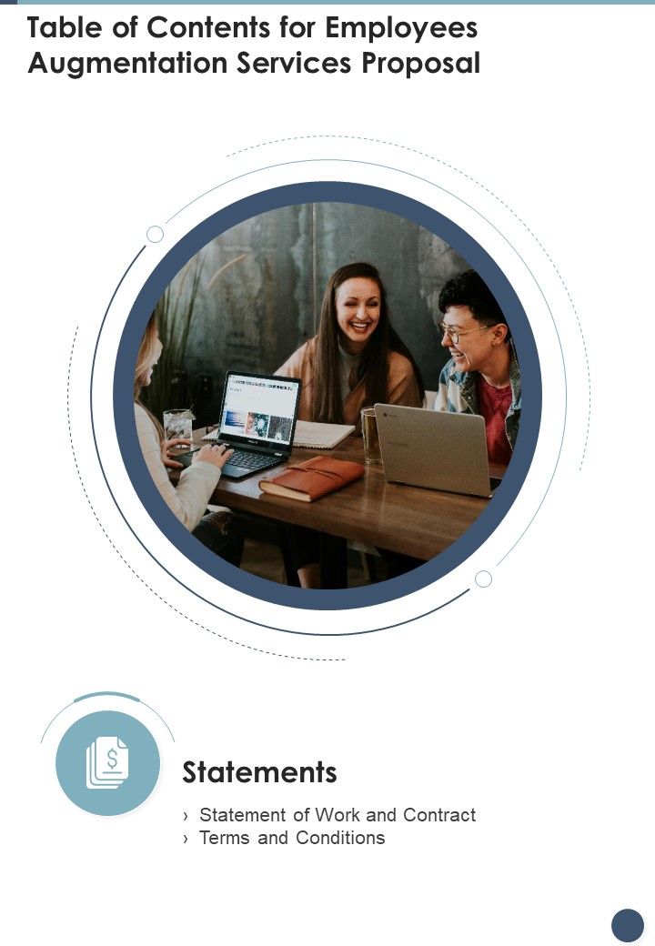 Employees Augmentation Services Proposal Table Of Contents One Pager Sample Example Document Slide01