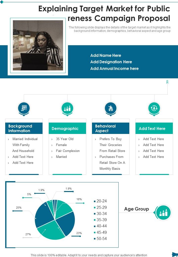 Explaining Target Market For Public Awareness Campaign Proposal One Pager Sample Example Document Slide01