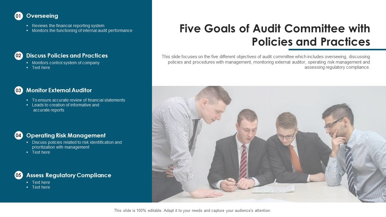 Five_Goals_Of_Audit_Committee_With_Policies_And_Practices_Ppt_PowerPoint_Presentation_Gallery_Show_PDF_Slide_1.jpg