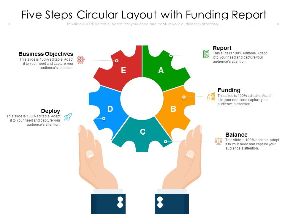 Five_Steps_Circular_Layout_With_Funding_Report_Ppt_PowerPoint_Presentation_File_Example_Introduction_PDF_Slide_1.jpg