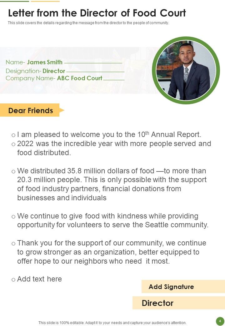 Food Court Annual Statement Template One Pager Documents