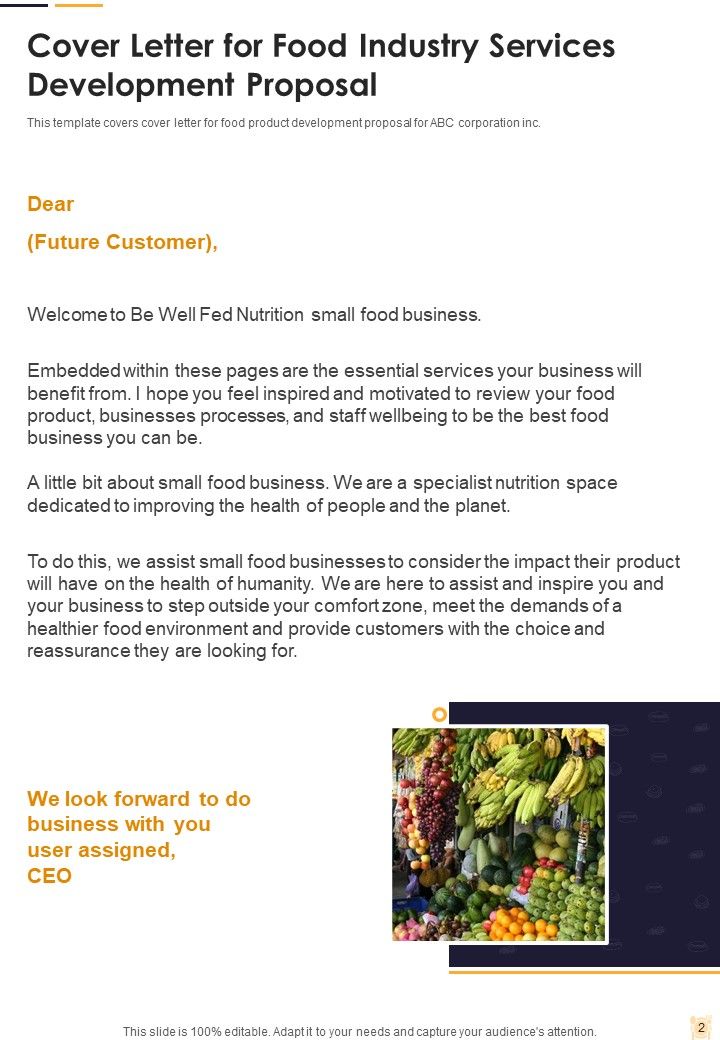 Food Industry Services Development Proposal Example Document Report Doc Pdf Ppt