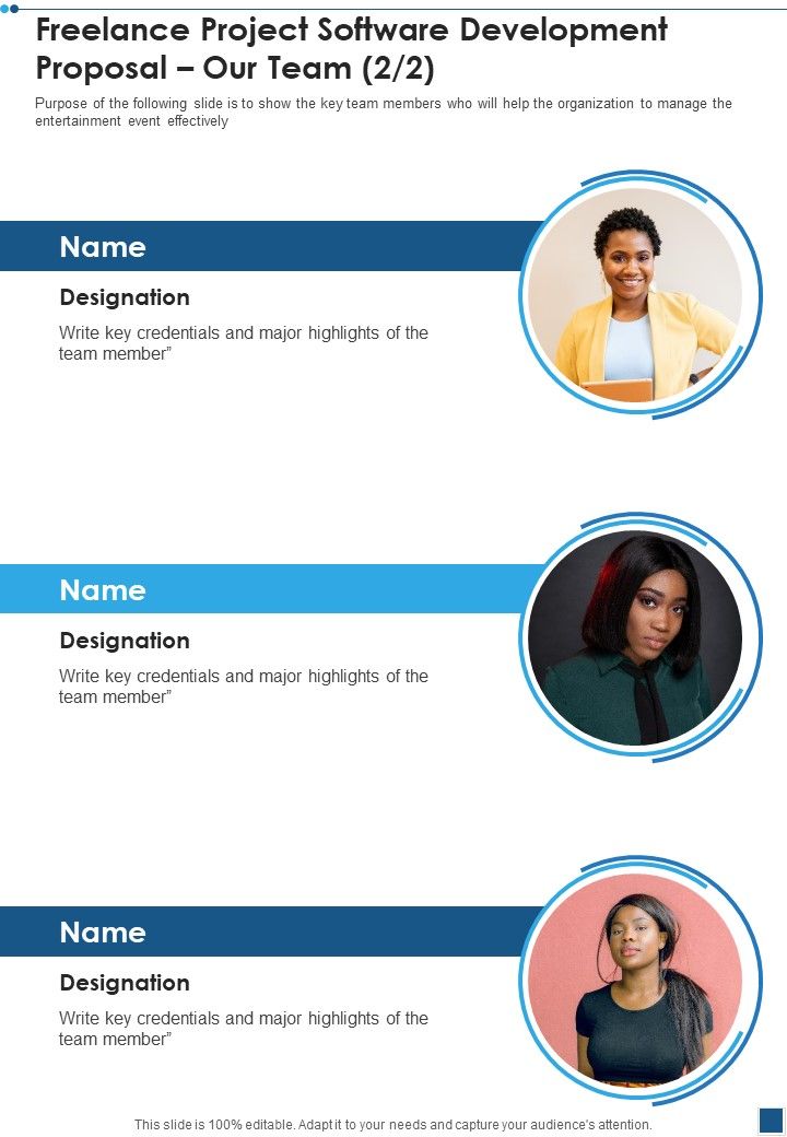 Freelance Project Software Development Proposal Our Team One Pager Sample Example Document