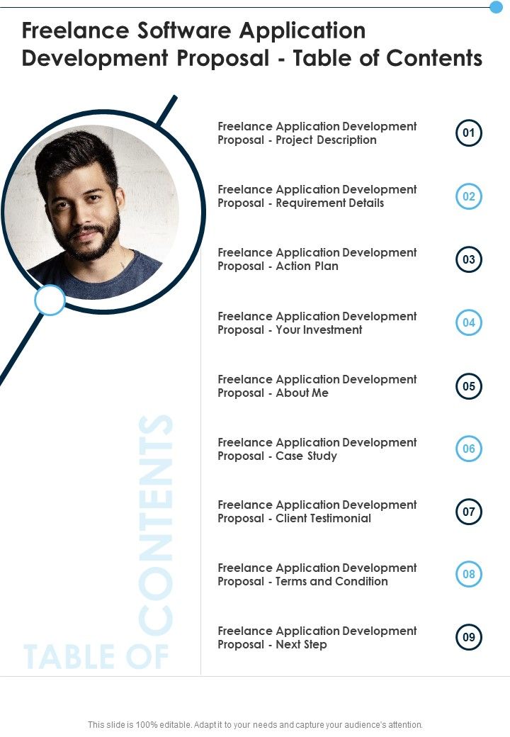 Freelance Software Application Development Proposal Table Of Contents One Pager Sample Example Document Slide01