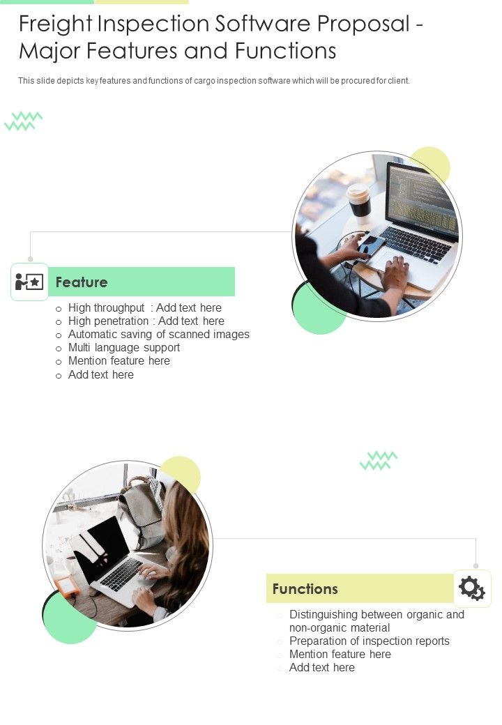 Freight Inspection Software Proposal Major Features And Functions One Pager Sample Example Document Slide01