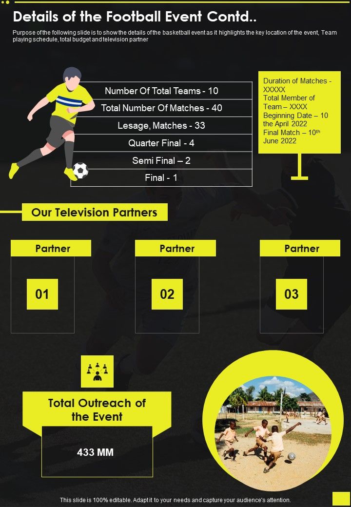 Fundraising Proposal For Football Event Details Of The Football Event One Pager Sample Example Document