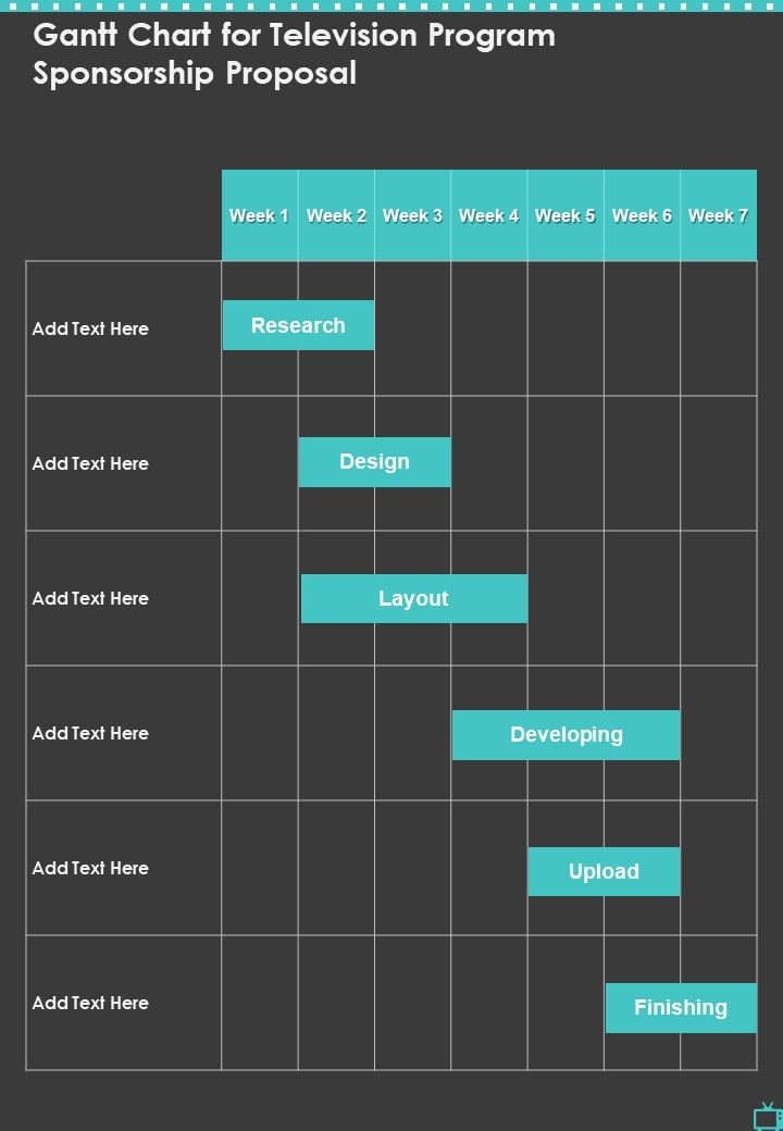 Gantt Chart For Television Program Sponsorship Proposal One Pager Sample Example Document Slide01