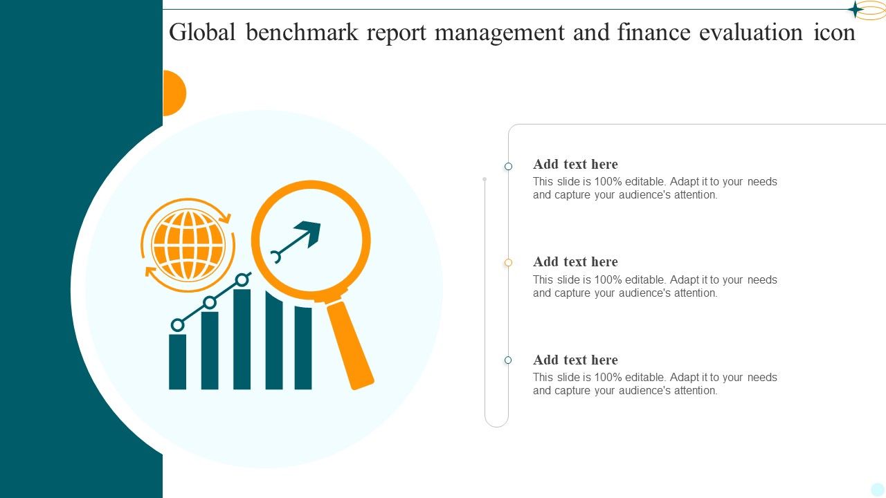 Global_Benchmark_Report_Management_And_Finance_Evaluation_Icon_Ideas_PDF_Slide_1.jpg