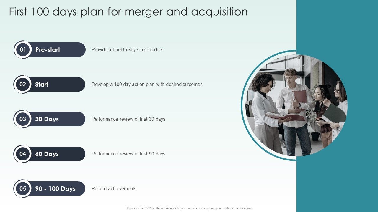 Guide_To_Mergers_And_Acquisitions_First_100_Days_Plan_For_Merger_And_Acquisition_Diagrams_PDF_Slide_1.jpg