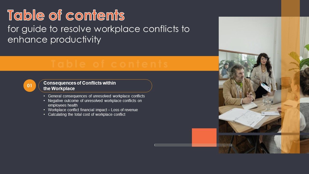 Guide_To_Resolve_Workplace_Conflicts_To_Enhance_Productivity_Table_Of_Contents_Ppt_Infographics_Information_PDF_Slide_1.jpg