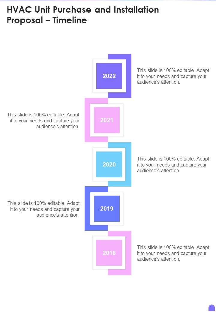 HVAC Unit Purchase And Installation Proposal Timeline One Pager Sample Example Document Slide01