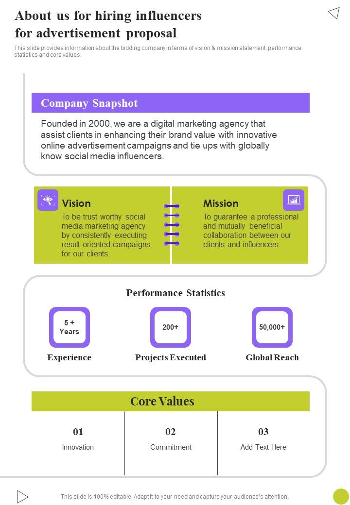 Hiring Influencers For Advertisement Proposal Example Document Report Doc Pdf Ppt