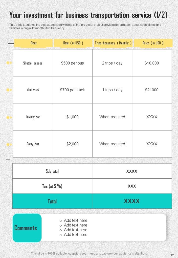 Hiring Proposal For Business Transportation Service Example Document Report Doc Pdf Ppt