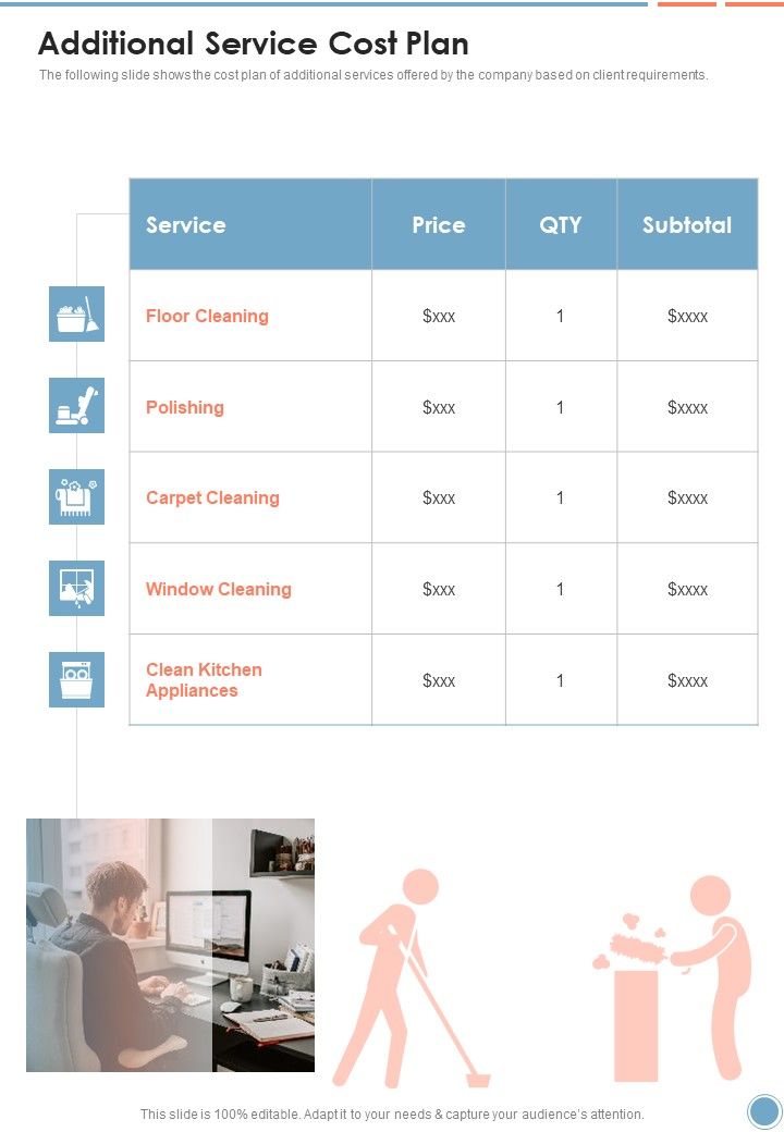 Household Cleaning Proposal Additional Service Cost Plan One Pager Sample Example Document Slide01