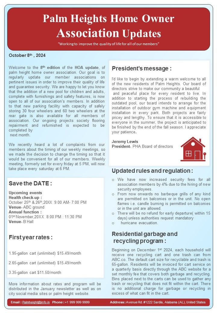 Housing Association Newsletter PDF Document PPT Template Slide01