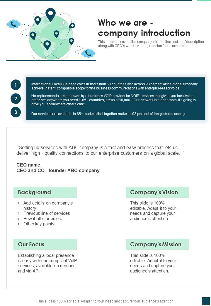 IP Telephony Services Proposal Who We Are Company Introduction One Pager Sample Example Document Slide01