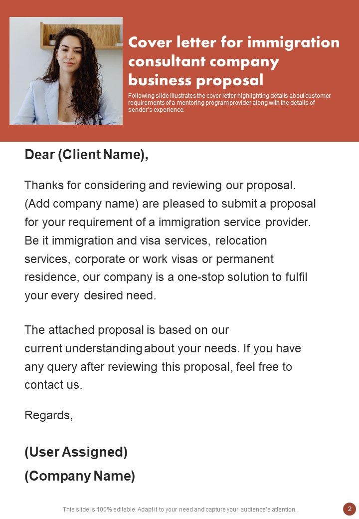 Immigration Consultant Company Business Proposal Example Document Report Doc Pdf Ppt