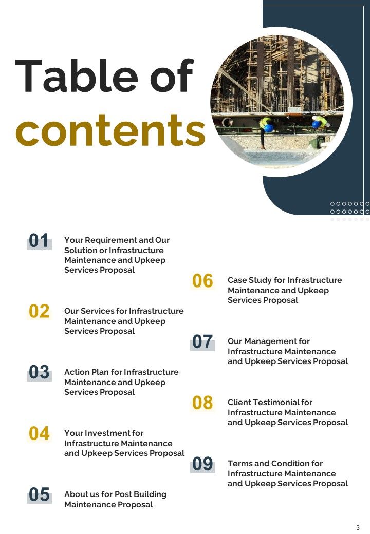 Infrastructure Maintenance And Upkeep Services Proposal Example Document Report Doc Pdf Ppt