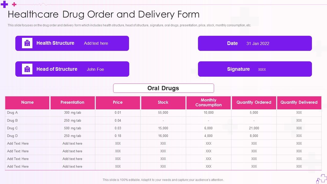 Integration_Of_Healthcare_Center_Administration_System_Healthcare_Drug_Order_And_Delivery_Form_Slides_PDF_Slide_1.jpg