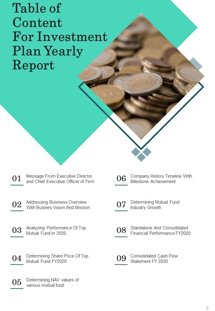 Investment Plan Yearly Report One Pager Documents
