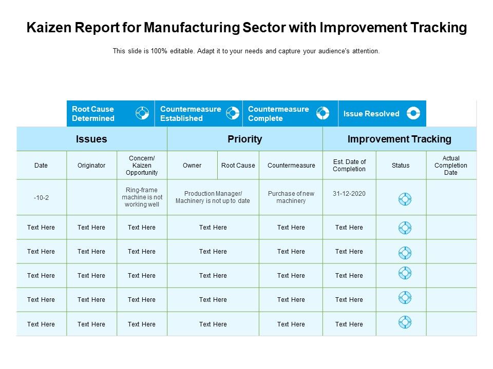 Kaizen_Report_For_Manufacturing_Sector_With_Improvement_Tracking_Ppt_PowerPoint_Presentation_Summary_Slideshow_PDF_Slide_1.jpg