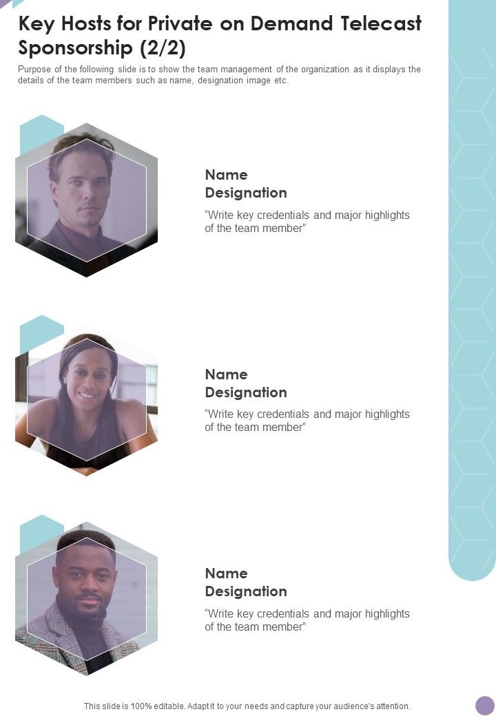 Key Hosts For Private On Demand Telecast Sponsorship One Pager Sample Example Document