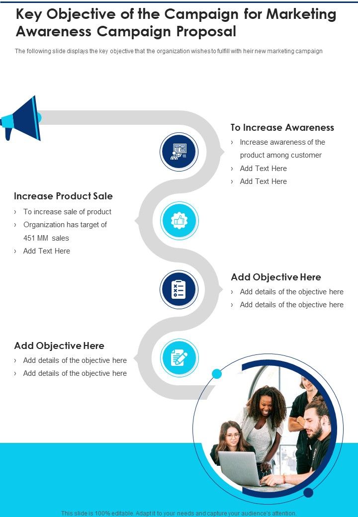 Key Objective Of The Campaign For Marketing Awareness Campaign Proposal One Pager Sample Example Document Slide01