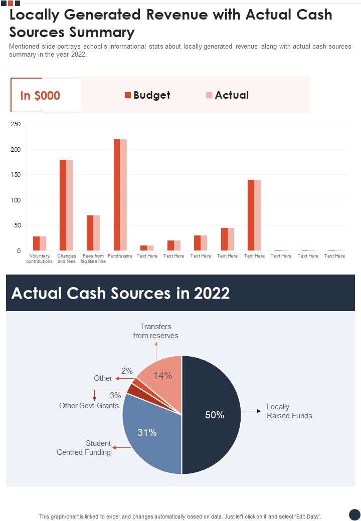 Locally Generated Revenue With Actual Cash Sources Summary Template 74 One Pager Documents Slide01