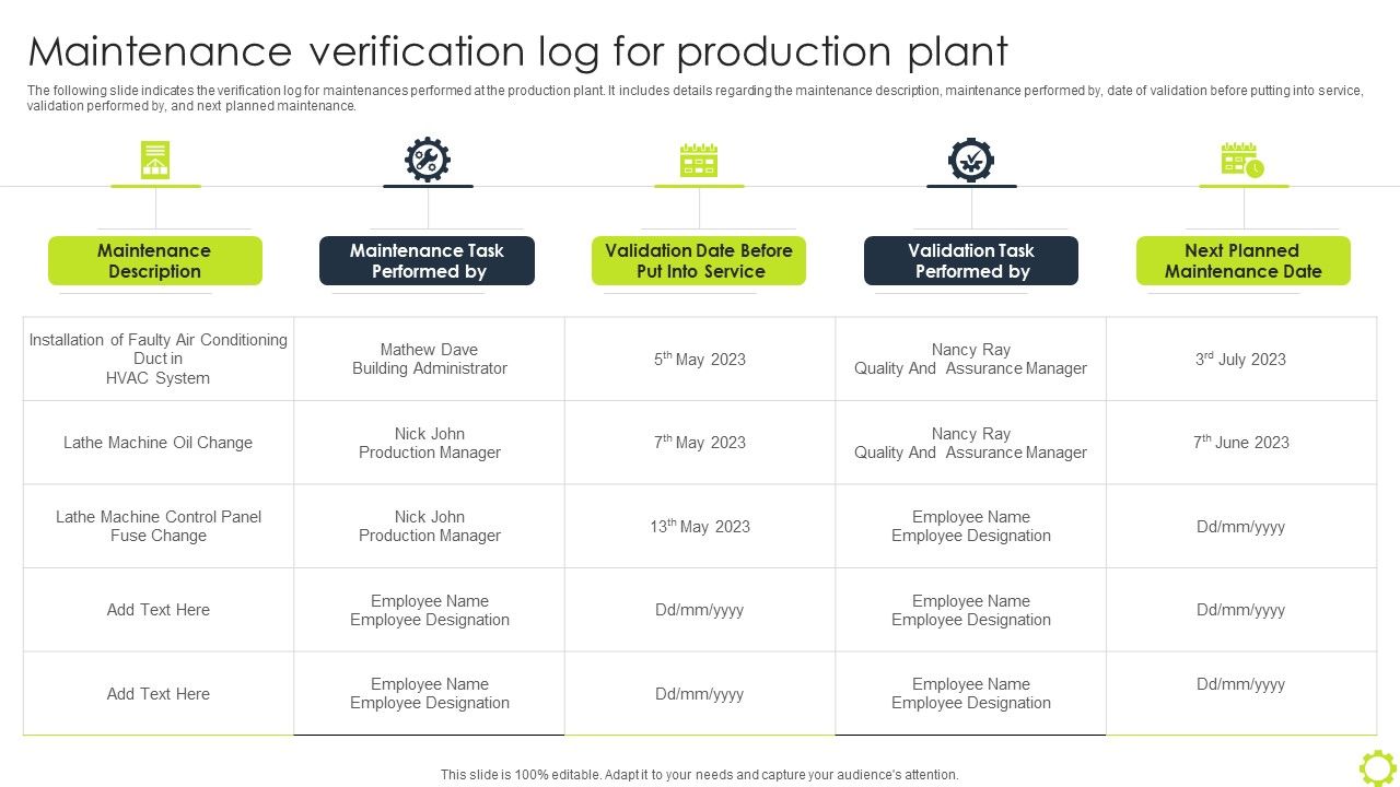 Machine_Repairing_And_Servicing_Maintenance_Verification_Log_For_Production_Plant_Designs_PDF_Slide_1.jpg