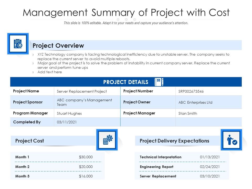 Management_Summary_Of_Project_With_Cost_Ppt_PowerPoint_Presentation_Professional_Inspiration_PDF_Slide_1.jpg