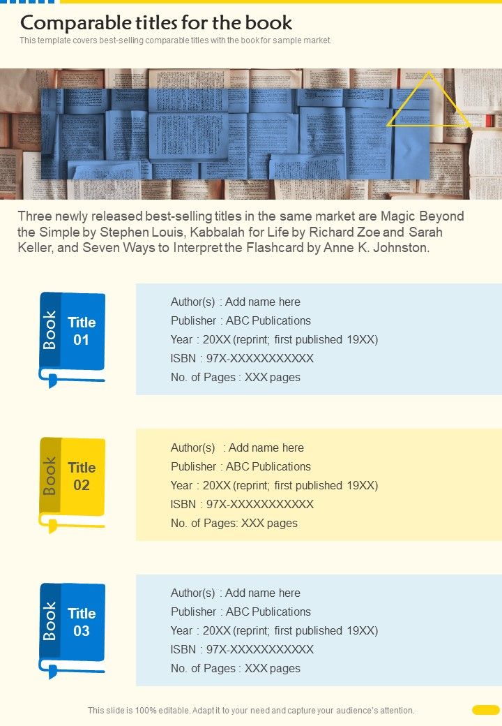 Manuscript Publishing Services Proposal Comparable Titles For The Book One Pager Sample Example Document Slide01