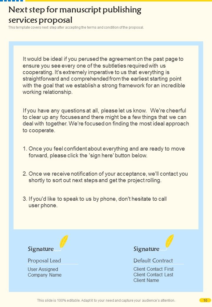 Manuscript Publishing Services Proposal Example Document Report Doc Pdf Ppt