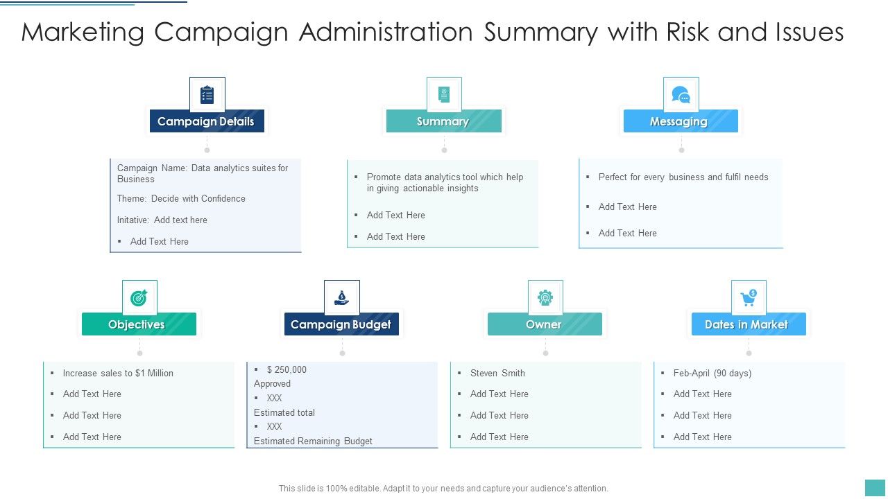 Marketing_Campaign_Administration_Summary_With_Risk_And_Issues_Microsoft_PDF_Slide_1.jpg