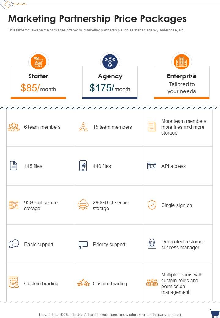 Marketing Partnership Price Packages One Pager Sample Example Document Slide01