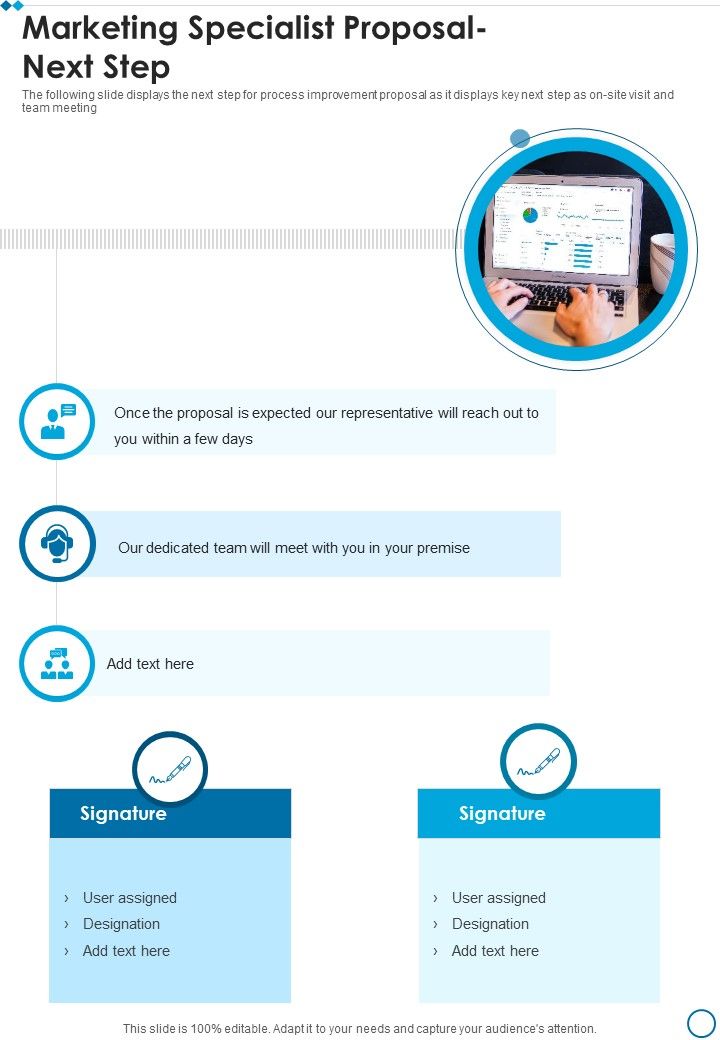Marketing Specialist Proposal Next Step One Pager Sample Example Document Slide01