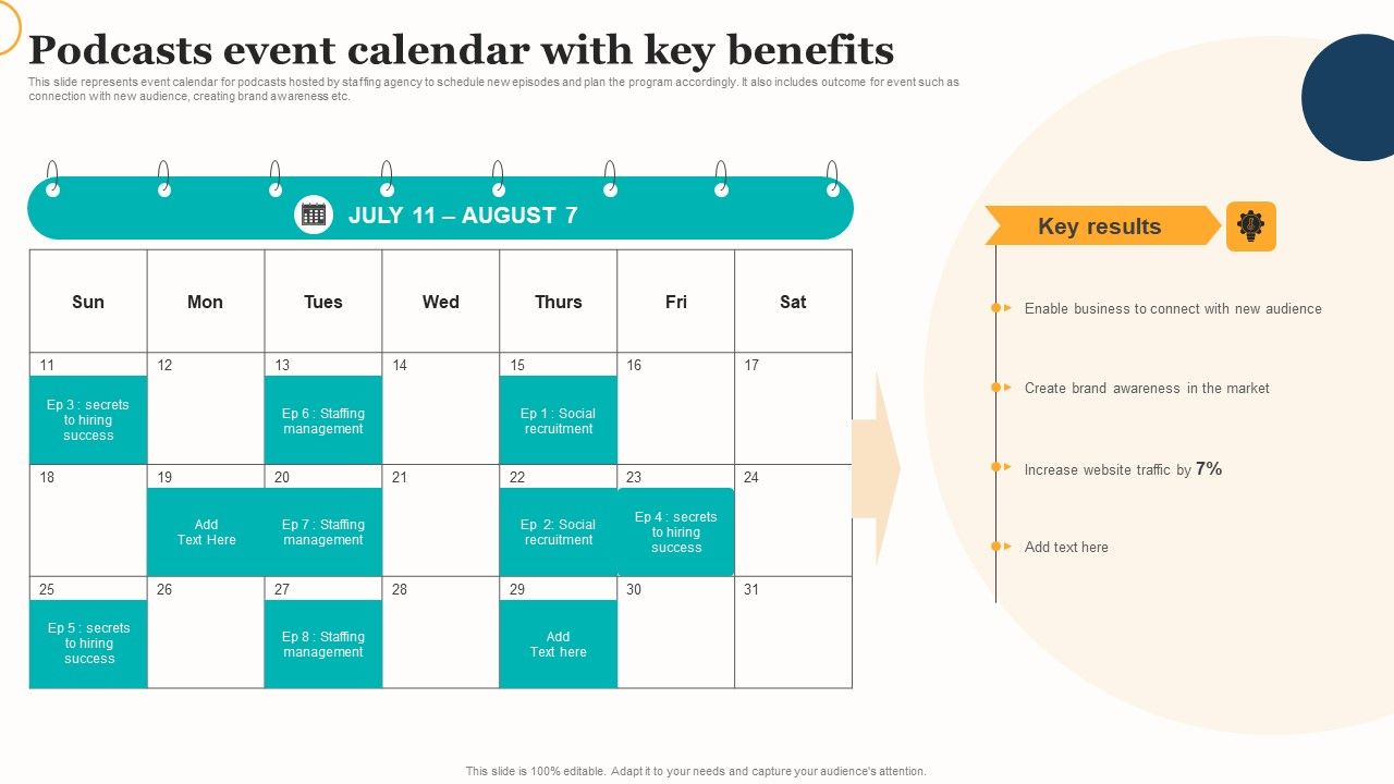Marketing_Strategy_For_A_Recruitment_Company_Podcasts_Event_Calendar_With_Key_Benefits_Summary_PDF_Slide_1.jpg