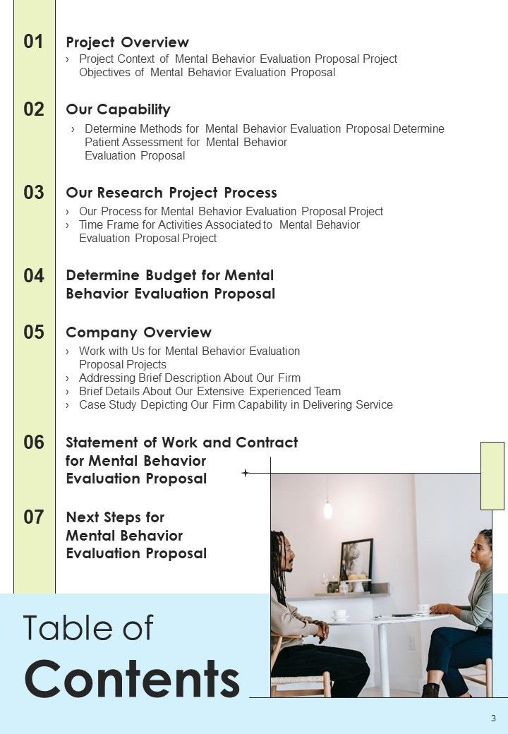 Mental Behavior Evaluation Proposal Example Document Report Doc Pdf Ppt