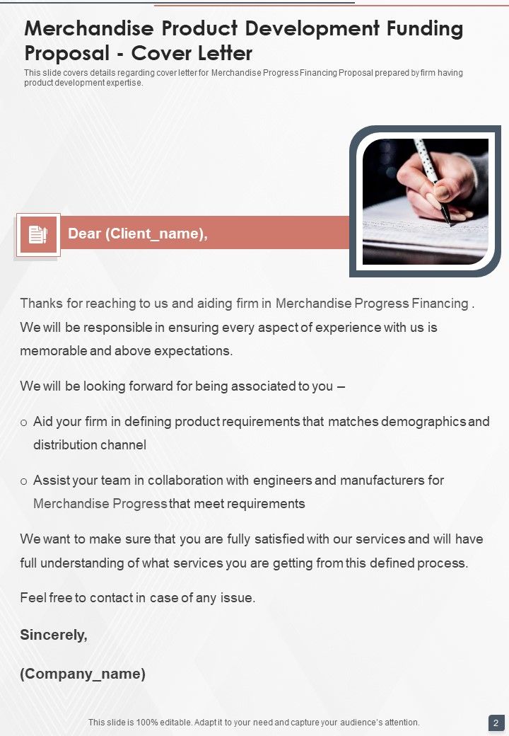Merchandise Product Development Funding Proposal Example Document Report Doc Pdf Ppt